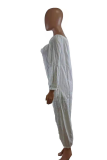Deep Coffee Casual Solid Patchwork Off the Shoulder Harlan Jumpsuits
