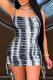 Black Fashion Sexy Print Backless Spaghetti Strap Sleeveless Dress