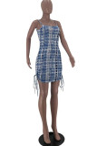 Pink Fashion Sexy Print Backless Spaghetti Strap Sleeveless Dress