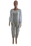 Deep Coffee Casual Solid Patchwork Off the Shoulder Harlan Jumpsuits