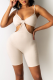 Cream White Sexy Solid Patchwork Spaghetti Strap Skinny Rompers