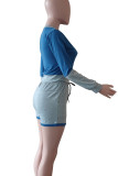 Pink Gray Casual Solid Patchwork O Neck Long Sleeve Two Pieces