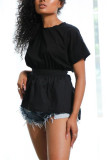 Red Fashion Casual O Neck Short Sleeve Regular Sleeve Regular Solid Tops
