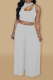 White Casual Solid Patchwork O Neck Sleeveless Two Pieces