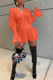 Pink Sexy Solid Mesh V Neck Cake Skirt Dresses