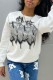 White Fashion Casual Print Basic O Neck Tops