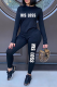 Black Casual Print Patchwork O Neck Long Sleeve Two Pieces
