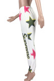 White Street Letter Print The stars Patchwork Straight High Waist Straight Positioning Print Bottoms