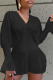 Black Sexy Solid Mesh V Neck Cake Skirt Dresses