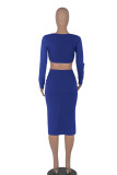 Pink Sexy Solid Hollowed Out Patchwork V Neck Pencil Skirt Dresses