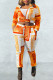 Tangerine Casual Print Patchwork Zipper Zipper Collar Long Sleeve Two Pieces