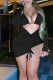 Black Sexy Solid Hollowed Out Patchwork Frenulum Fold Halter Long Sleeve Two Pieces