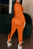 Red Casual Solid Patchwork Zipper Turndown Collar Regular Jumpsuits