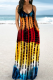 Blue Sexy Patchwork Tie-dye Spaghetti Strap Straight Dresses