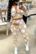 Khaki Casual Print Patchwork Zipper Mandarin Collar Long Sleeve Two Pieces