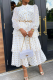 White Sexy Casual Print Make Old Patchwork Flounce Half A Turtleneck Cake Skirt Dresses