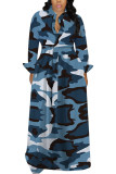 Light Blue Fashion adult Sexy Cap Sleeve Long Sleeves Square Swagger Floor-Length Print camouflage ba
