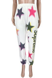 White Street Letter Print The stars Patchwork Straight High Waist Straight Positioning Print Bottoms
