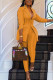 Yellow Casual Solid Patchwork Turn-back Collar Long Sleeve Two Pieces