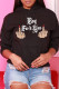 Black Fashion Casual Print Basic Hooded Collar Tops