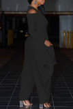 Yellow Fashion Casual Solid Patchwork Zipper V Neck Loose Jumpsuits