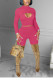 Rose Red Sexy Solid Hollowed Out Patchwork Half A Turtleneck Long Sleeve Two Pieces