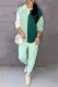 Light Blue Fashion Casual Patchwork Basic Turndown Collar Long Sleeve Two Pieces