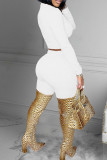 Red Sexy Solid Hollowed Out Patchwork Half A Turtleneck Long Sleeve Two Pieces