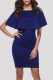 Blue Fashion Solid Hollowed Out Flounce O Neck Short Sleeve Dress