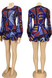 Yellow Fashion Print Patchwork Flounce O Neck Straight Rompers