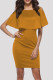 Yellow Fashion Solid Hollowed Out Flounce O Neck Short Sleeve Dress