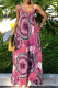 Pink Sexy Print Patchwork Spaghetti Strap Loose Jumpsuits