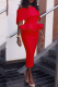 Red Sexy Solid Flounce Off the Shoulder Pencil Skirt Dresses