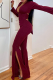 Red Sexy Solid Hollowed Out V Neck Skinny Jumpsuits