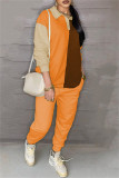 Light Blue Fashion Casual Patchwork Basic Turndown Collar Long Sleeve Two Pieces