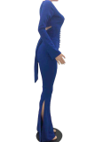 Red Sexy Solid Hollowed Out V Neck Skinny Jumpsuits