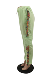 White Casual Solid Tassel Harlan Mid Waist Harlan Solid Color Bottoms