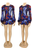 Yellow Fashion Print Patchwork Flounce O Neck Straight Rompers