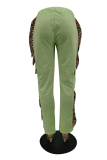 White Casual Solid Tassel Harlan Mid Waist Harlan Solid Color Bottoms