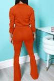 Red Casual Solid Patchwork Zipper Zipper Collar Long Sleeve Two Pieces