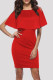 Red Fashion Solid Hollowed Out Flounce O Neck Short Sleeve Dress