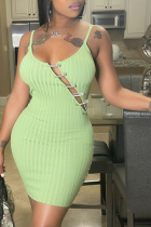 Light Green Sexy Solid Split Joint Off the Shoulder Pencil Skirt Dresses