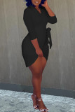 White Casual Solid Bandage Patchwork Asymmetrical V Neck Irregular Dress Dresses