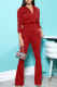 Red Casual Solid Patchwork Zipper Zipper Collar Long Sleeve Two Pieces