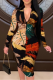 Apricot Sweet Print Split Joint V Neck Pencil Skirt Dresses