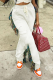 White Casual Solid Tassel Harlan Mid Waist Harlan Solid Color Bottoms