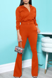 Red Casual Solid Patchwork Zipper Zipper Collar Long Sleeve Two Pieces