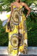 Yellow Sexy Print Patchwork Spaghetti Strap Loose Jumpsuits