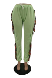 White Casual Solid Tassel Harlan Mid Waist Harlan Solid Color Bottoms