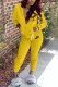 Yellow Fashion Casual Letter Embroidery Basic Zipper Collar Long Sleeve Two Pieces